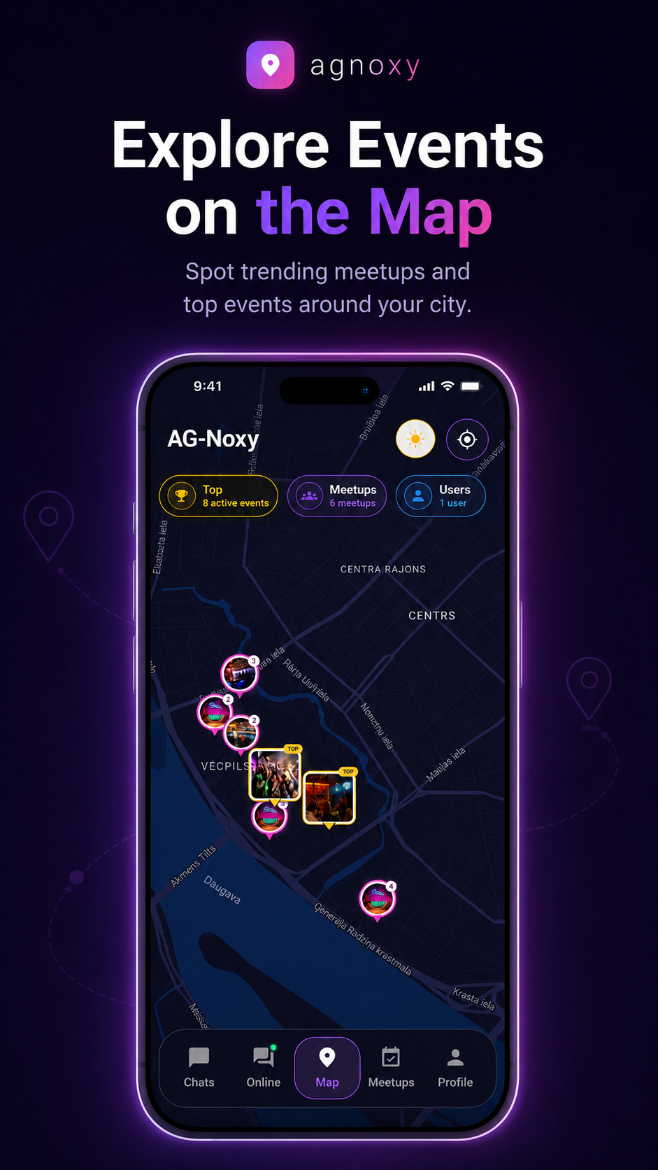 Explore events on map